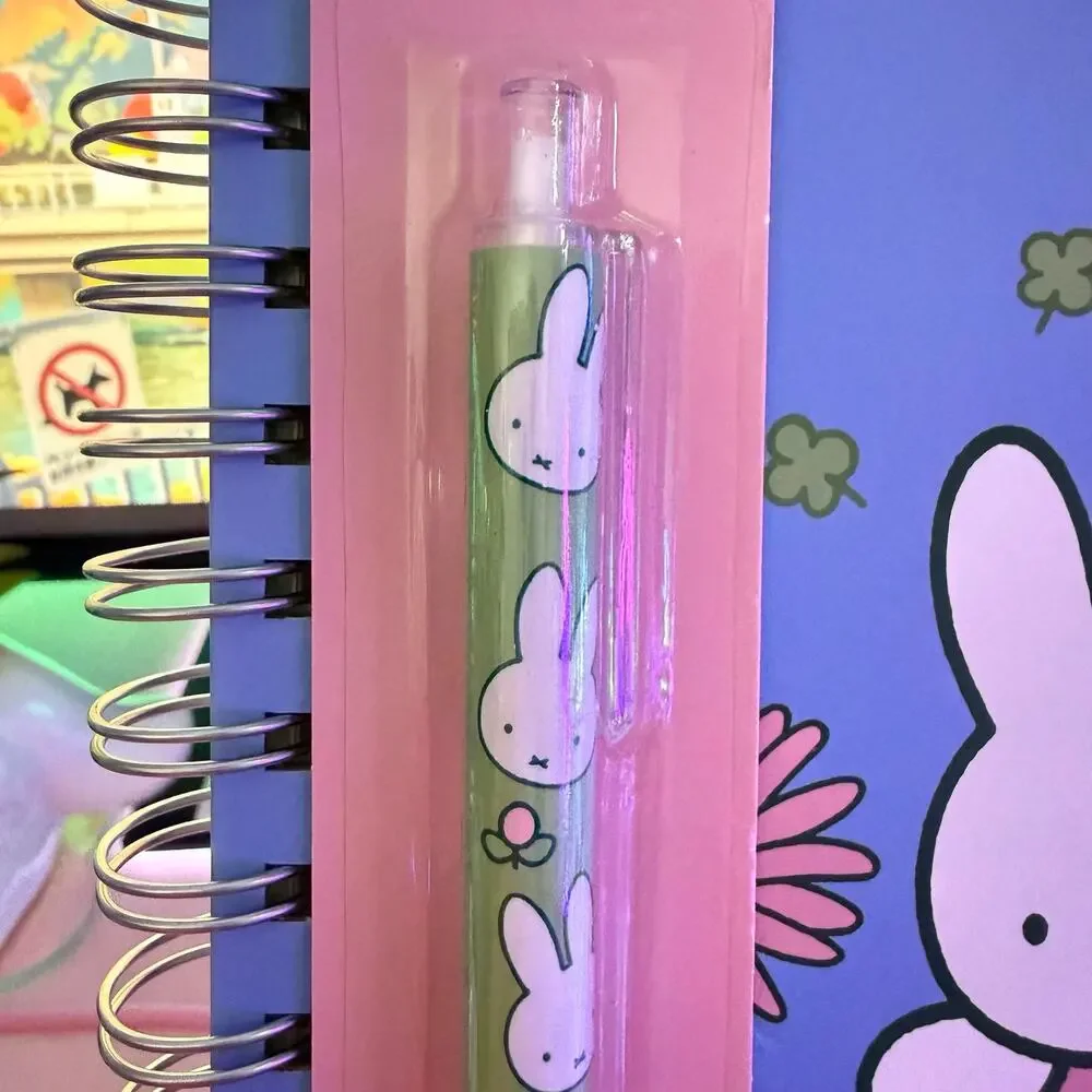 Miffy Spiral Notebook Journal Set w/ Pen Stickers Tabs Blue Flowers Kawaii 2025